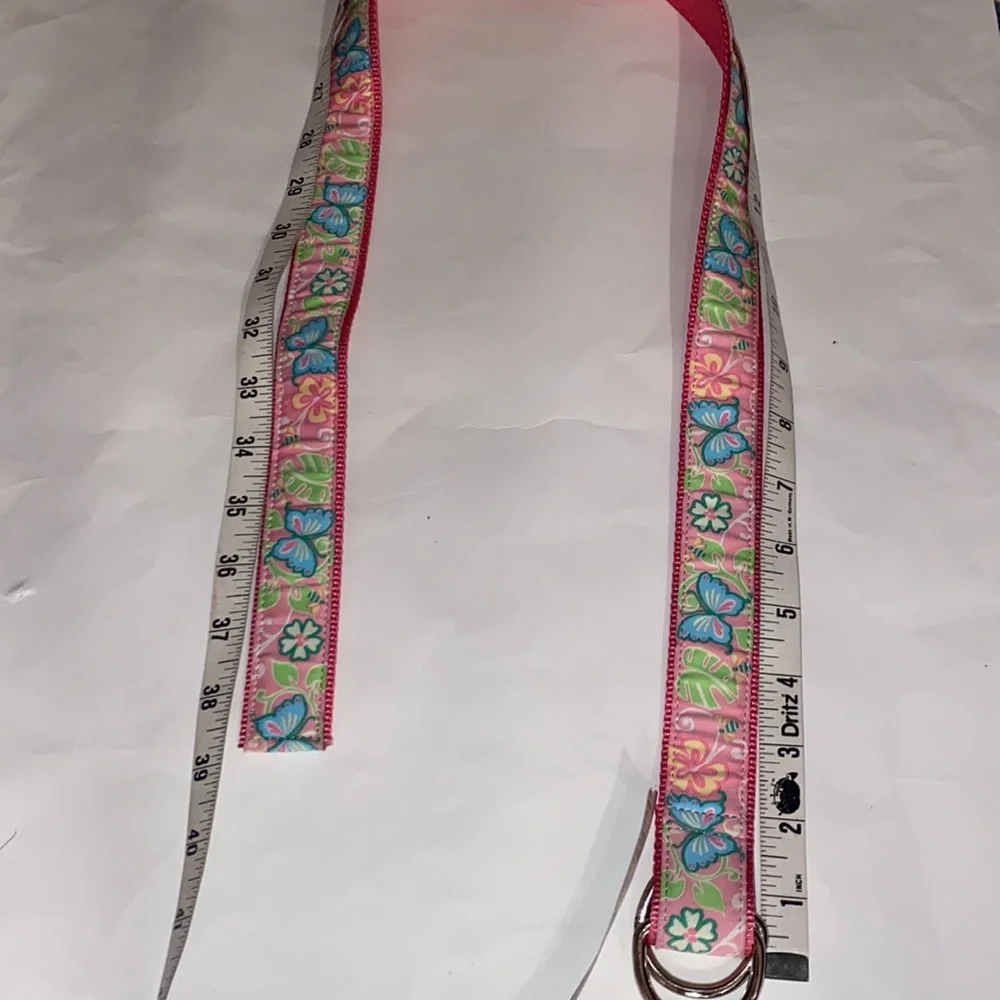 🎉HP🎉Douglas Paquette Belt Jacquard Grosgrain Ribbon D Ring Pink Butterflies S